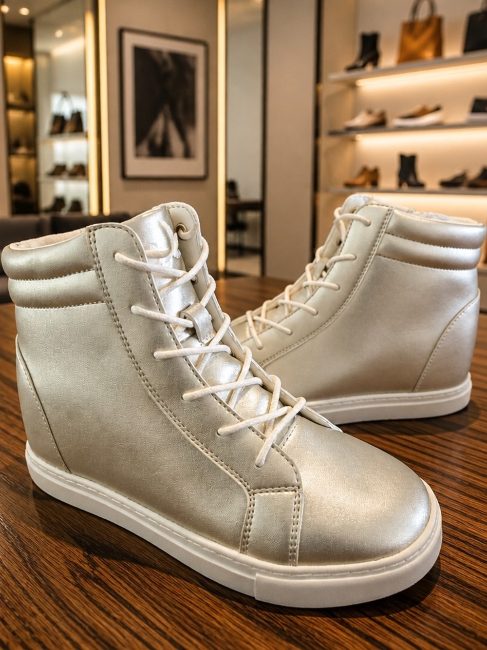 Fuego Unisex Champagne Dance High Top Sneakers Size Mens 5.5 Women's 6.5